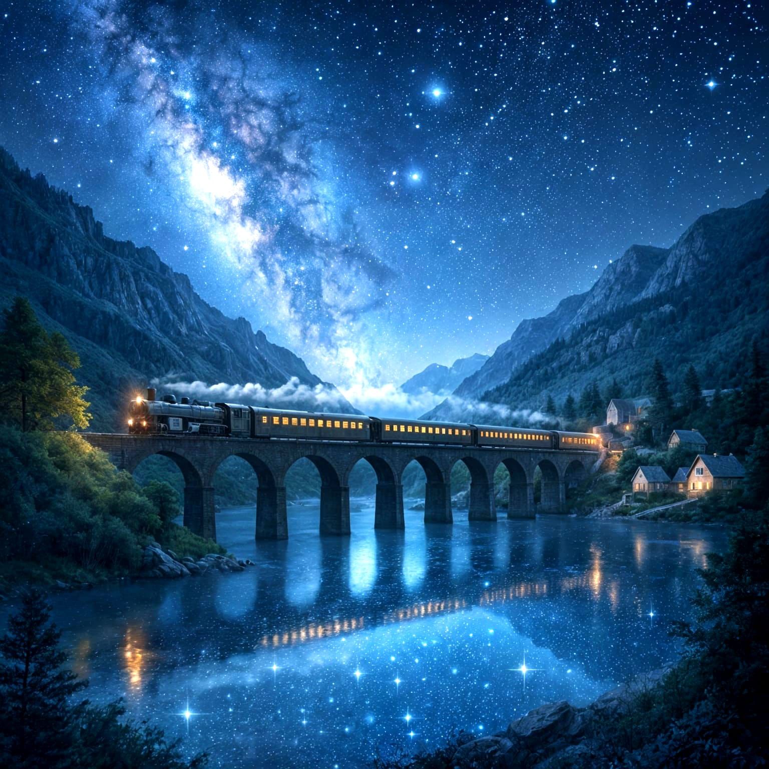 Train Ride Under Starry Skies   by @Owl Lady 