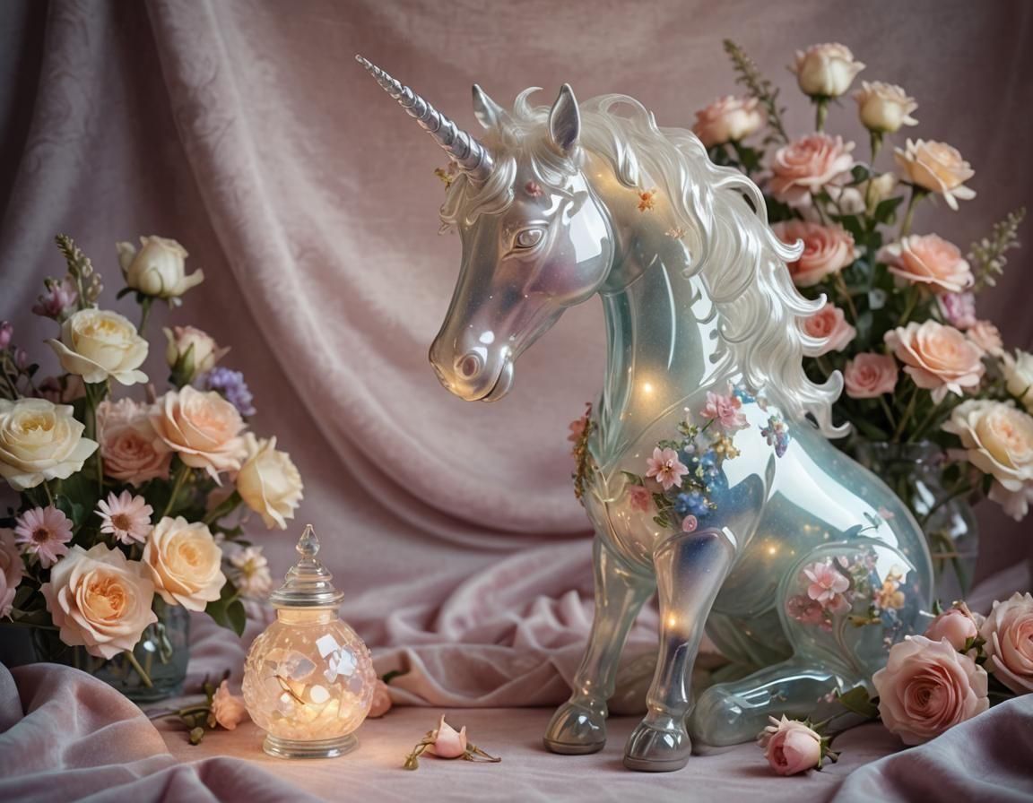Glass unicorn lamp