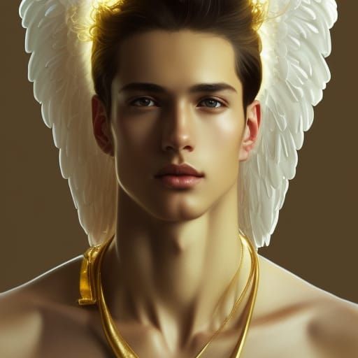 Extravagant angelic super male model princes of heaven gold ...