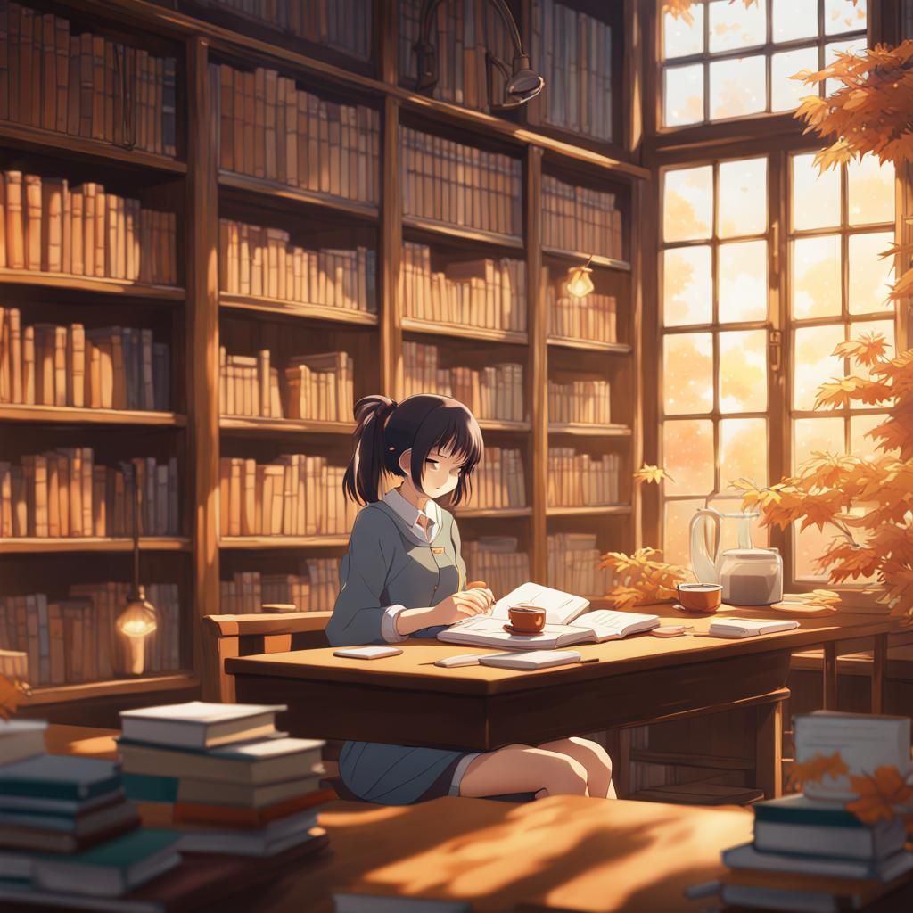 anime girl studying - AI Generated Artwork - NightCafe Creator