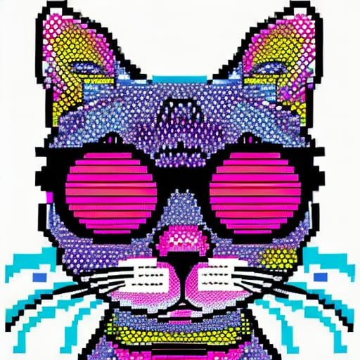 a pixel art of a cat