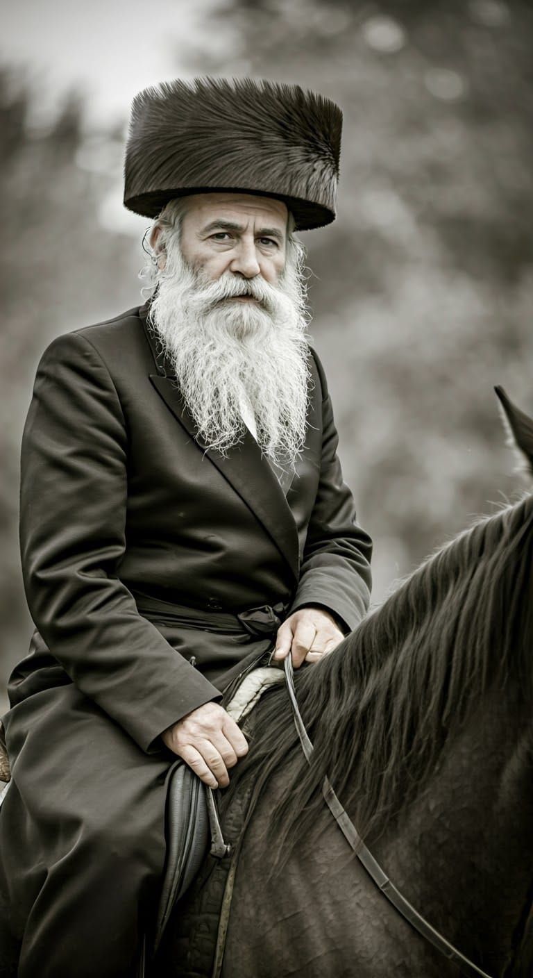 Orthodox Jewish Rider in Traditional Attire, Elegance and Sp...