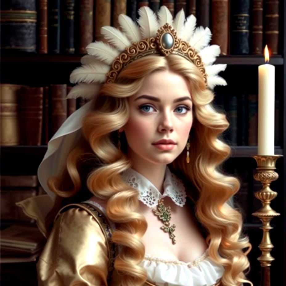 Enchanted Renaissance Scholar with Golden Locks