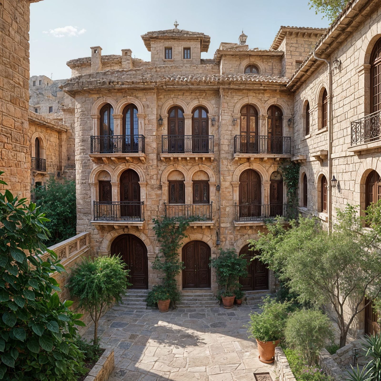 A photo of a building in Midyat city, Turkey with a unique d...