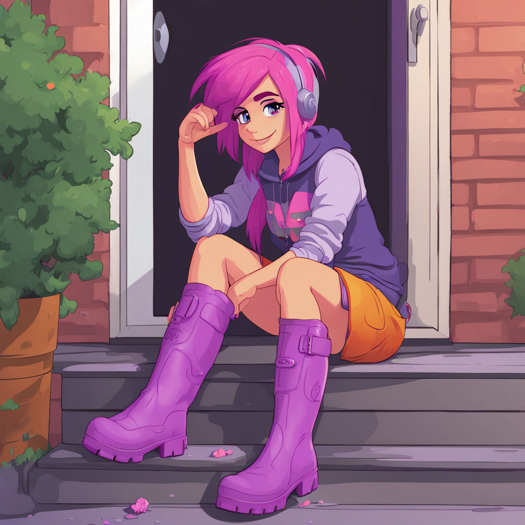 Human Scootaloo from My Little Pony, human face, pink and pu...