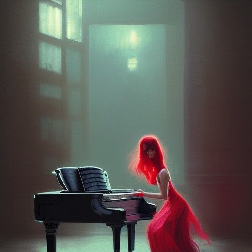 Piano with woman