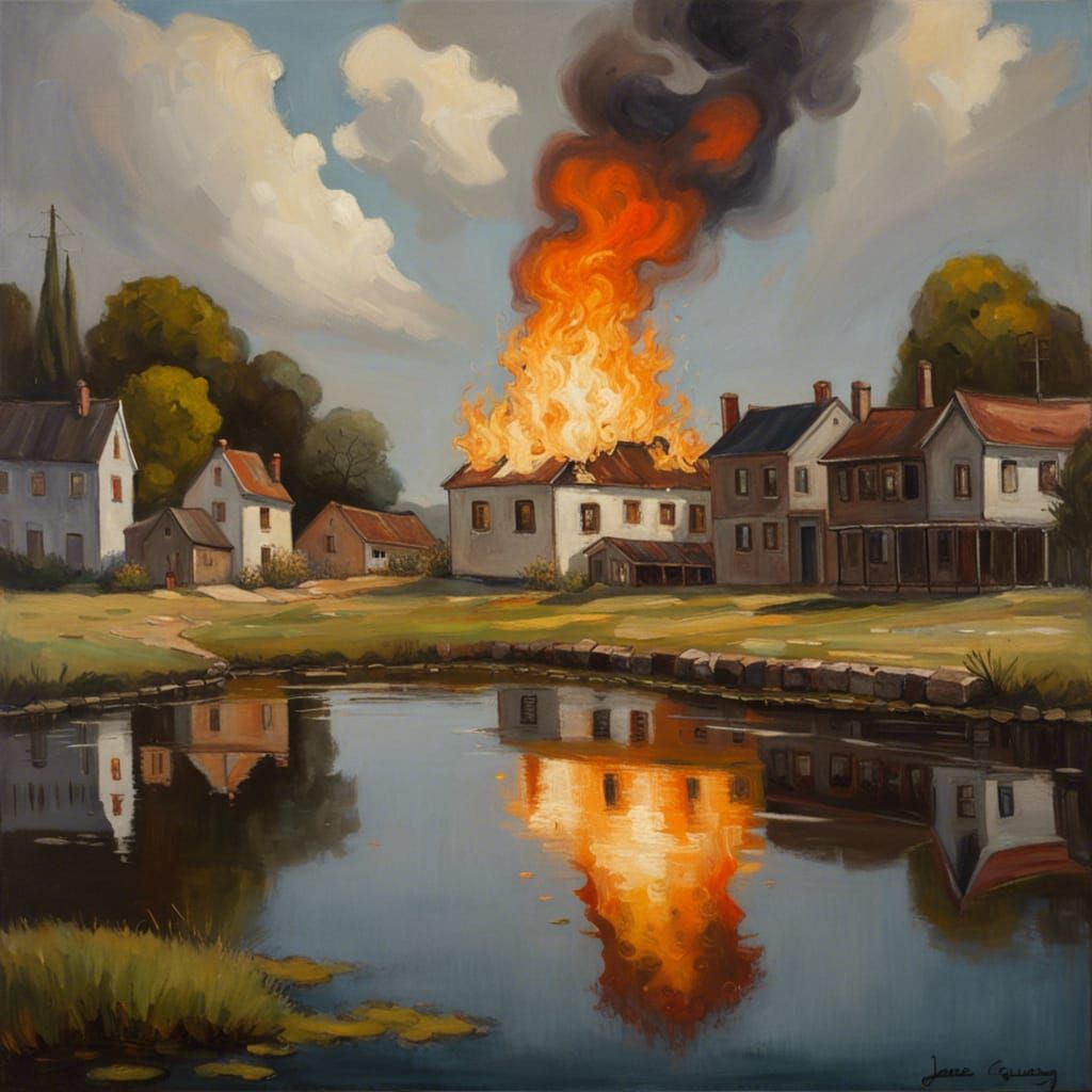 Village in flames