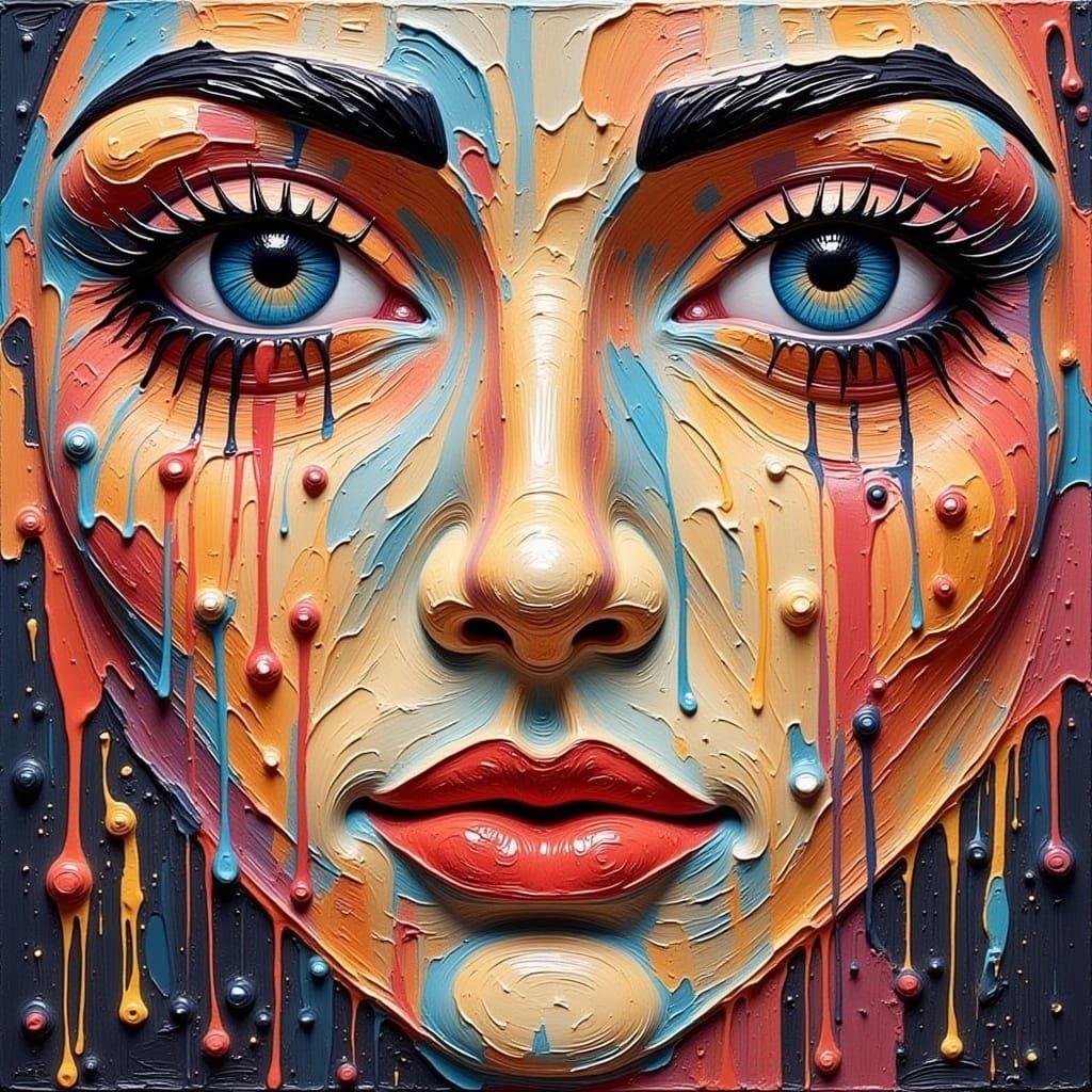 <lora:TexturedFlux:1.0> textured impasto acrylic Swirling paint Thick brush strokes