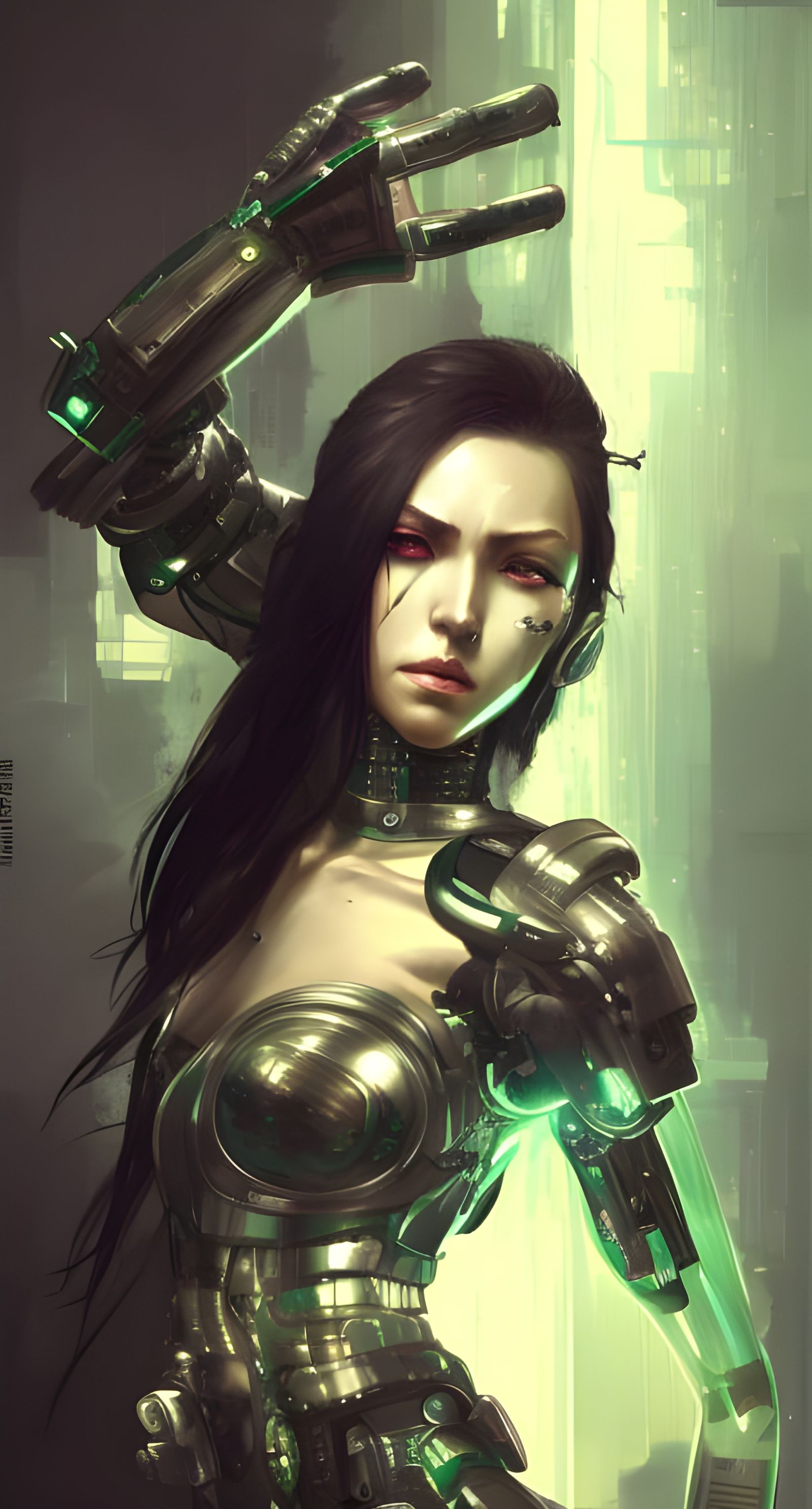 Cyberpunk Yakuza Warrior with Cyber Armor Portrait