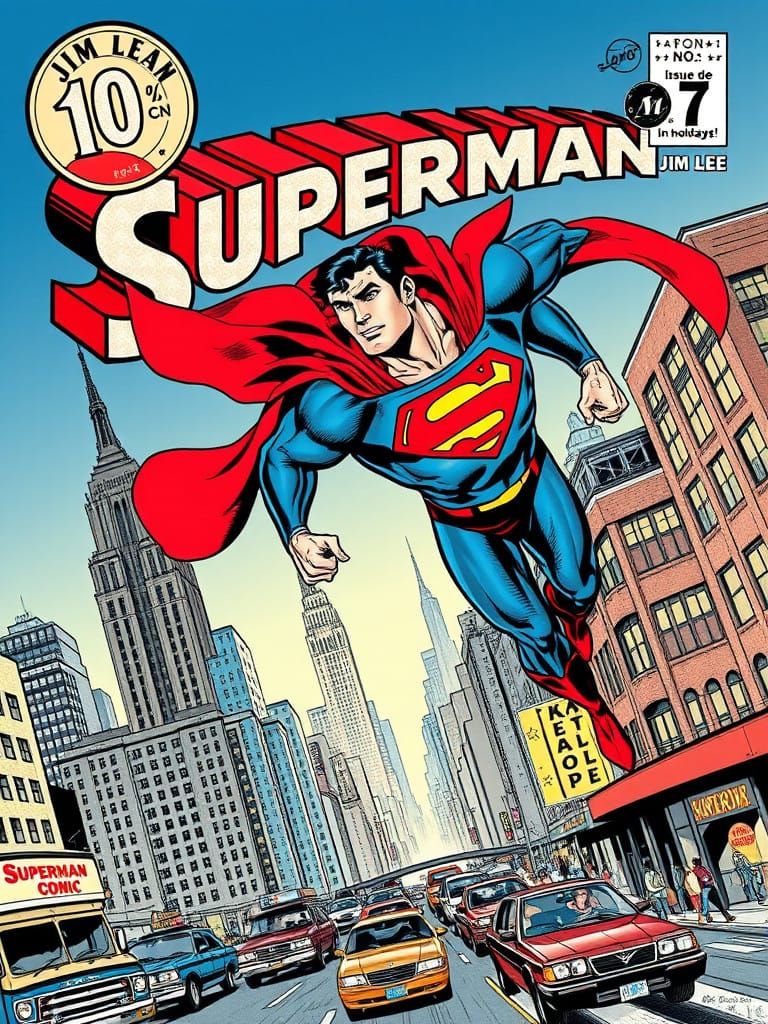 Superman in Classic Comic Book Style by Jim Lee
