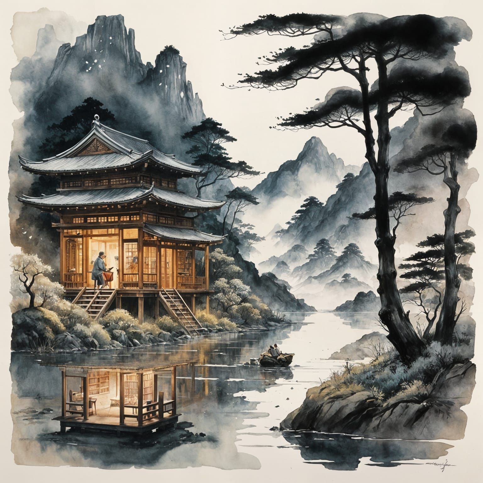 Quiet temple among the mountains.  by @Dreamer in Hell