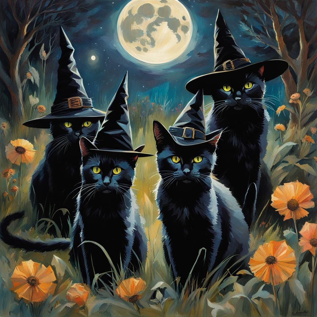 Cat Coven Meets at Midnight