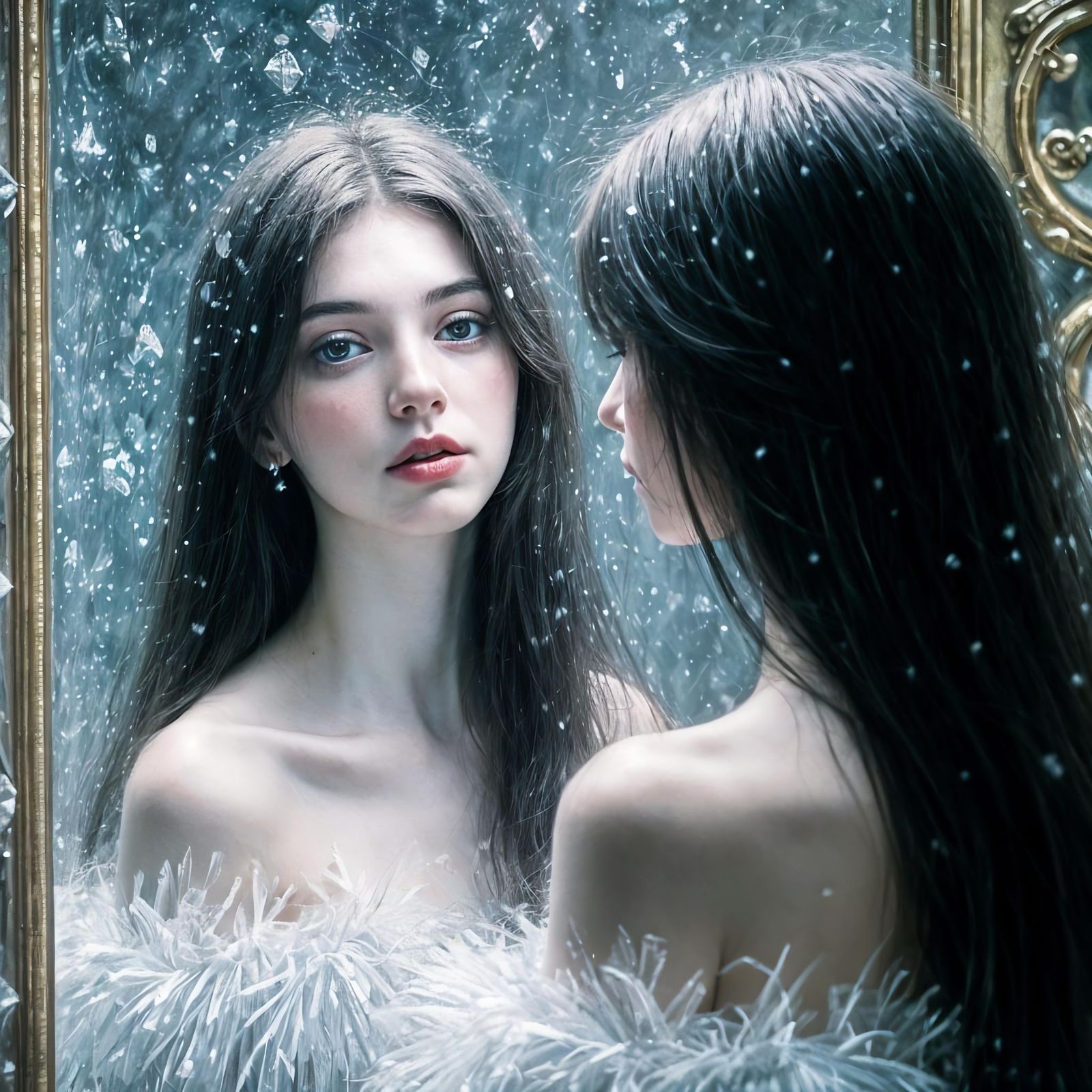 Ethereal Girl In The Mirror