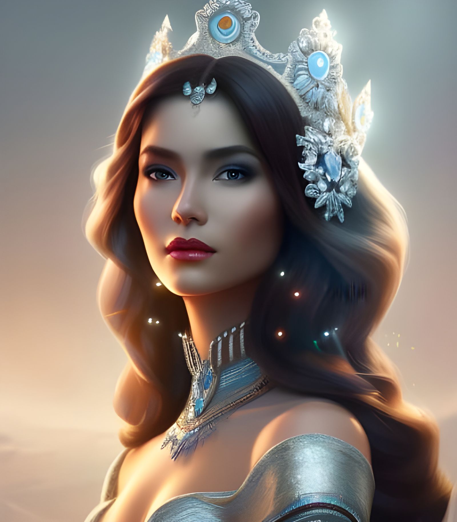 Ice queen wearing an ice crown  by @OneMich01