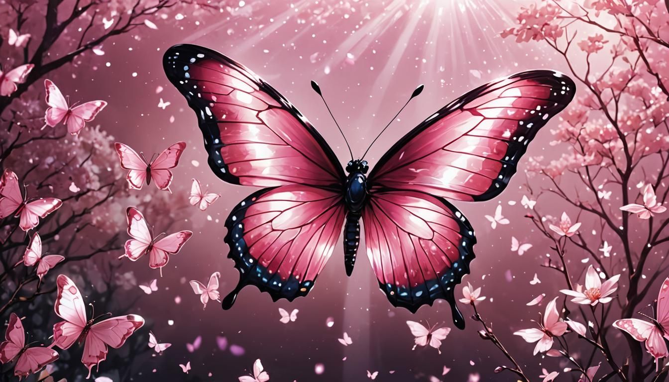 pink shining glass butterfly