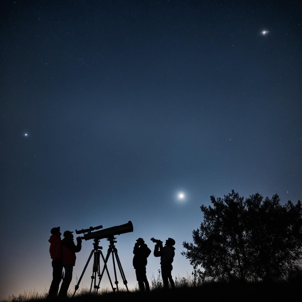 Stargazers looking at the night sky