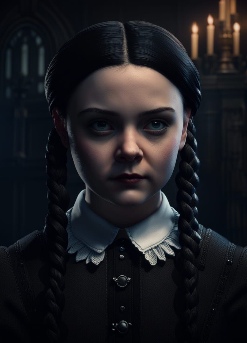 Detailed, gothic, moody, creepy, realistic upper body  Portr...