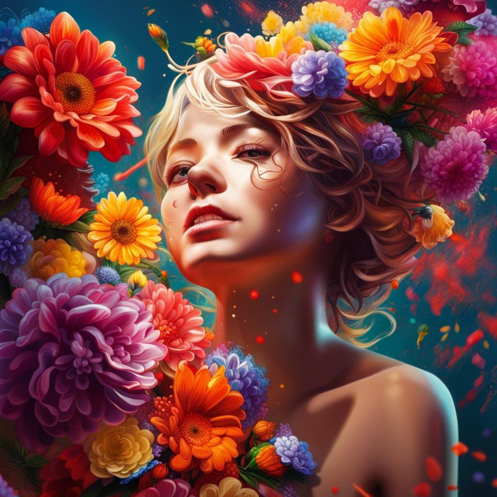 Hyperrealistic Flower Paths in Splash Art Style