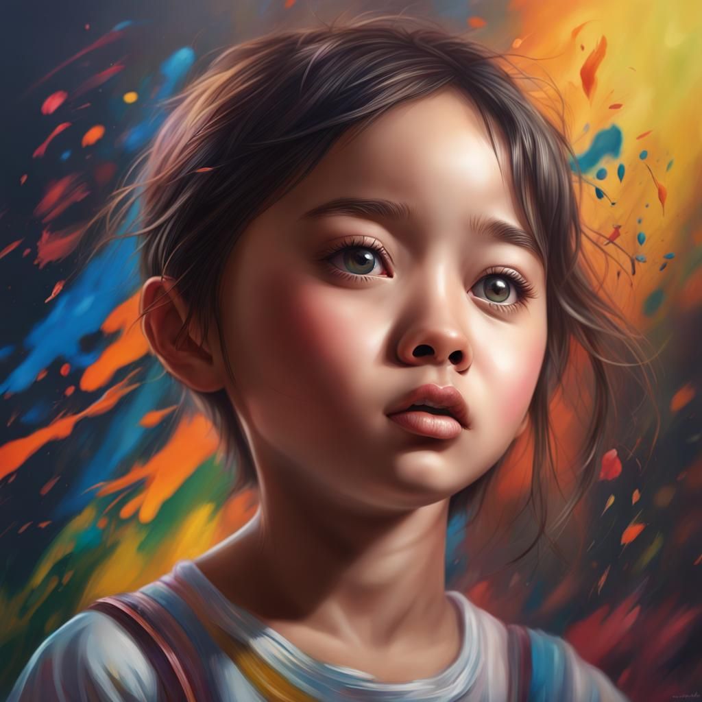 Colorful Hyperrealistic Little Girl Singing