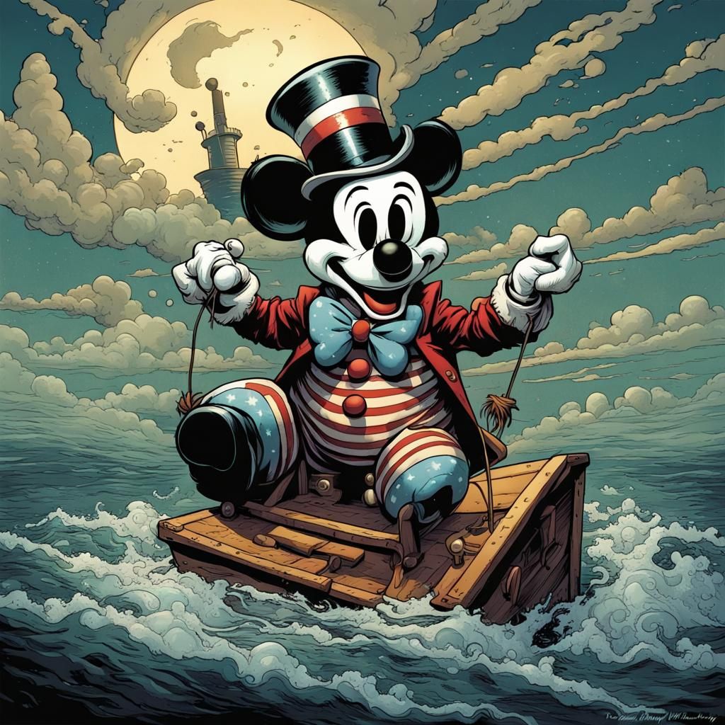 old steamboat willy Disney style of the clown It - AI Generated Artwork ...