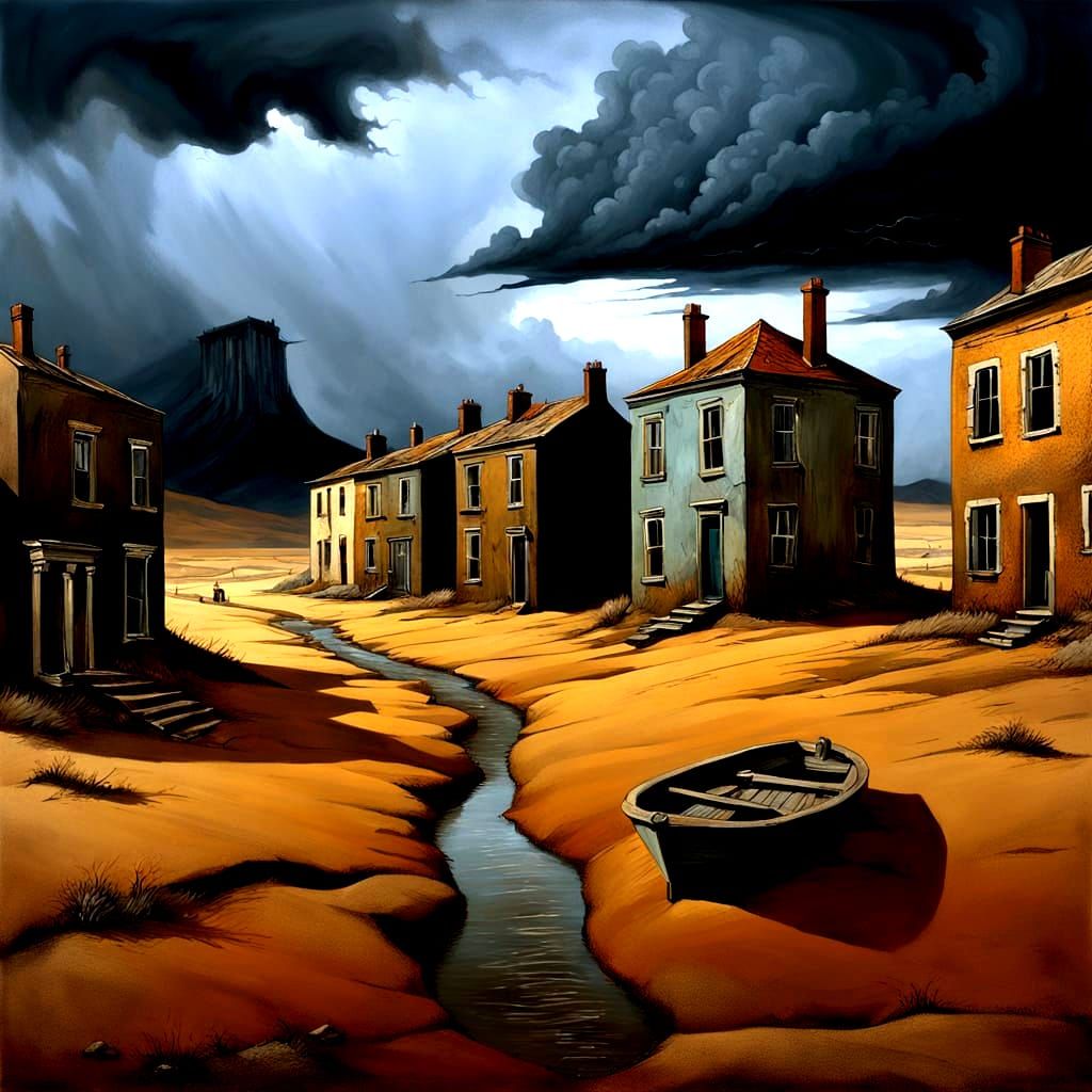 Surreal Abandoned Townscape with Wild Predators