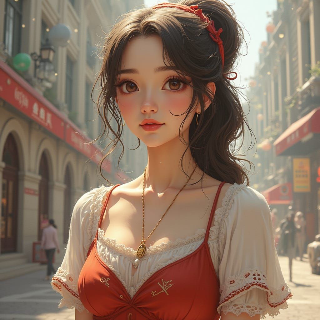 Medieval Knight Horse Stands Tall in European Tropical Fores...