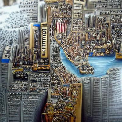Detailed painting of New York city
