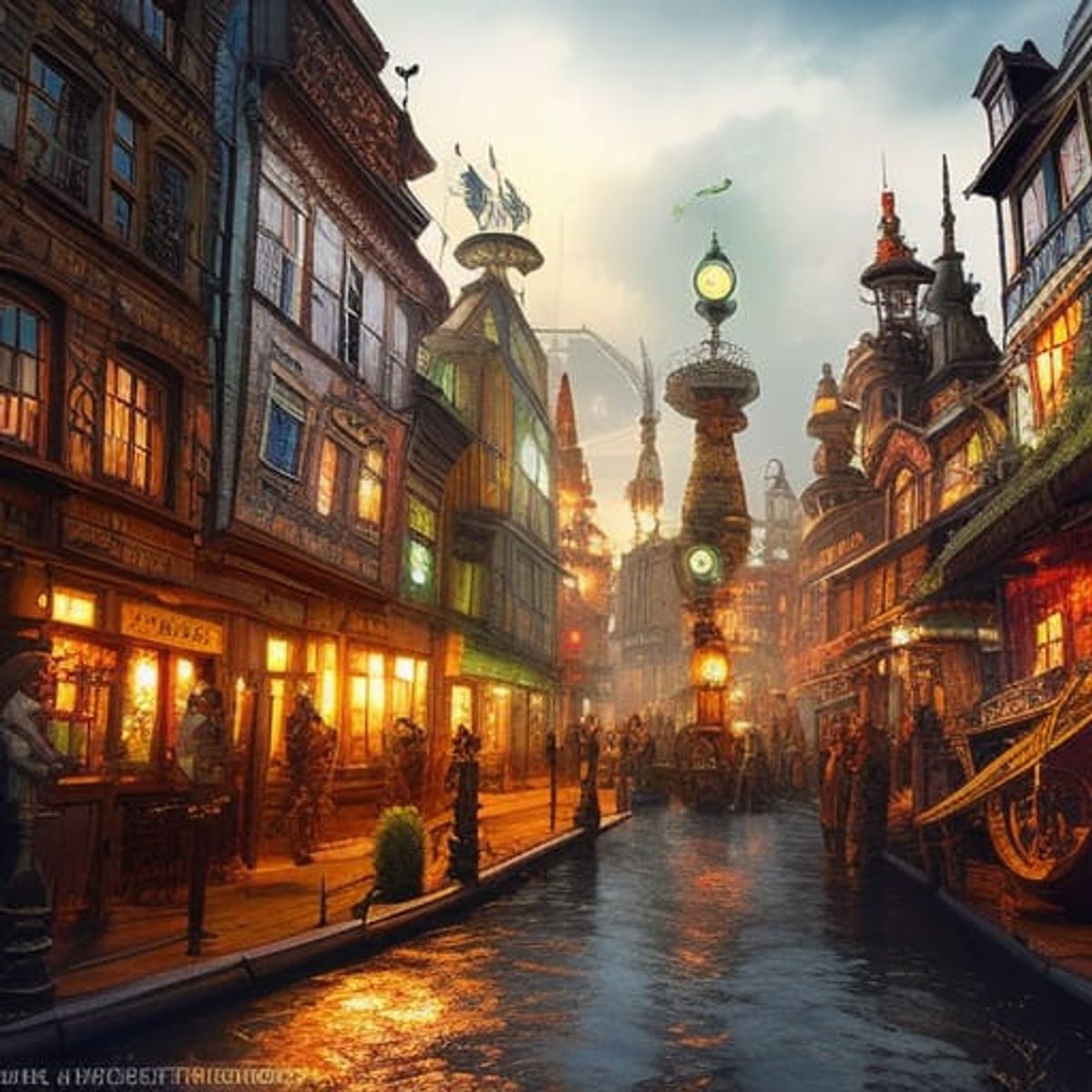 Steampunk Canal - AI Generated Artwork - NightCafe Creator