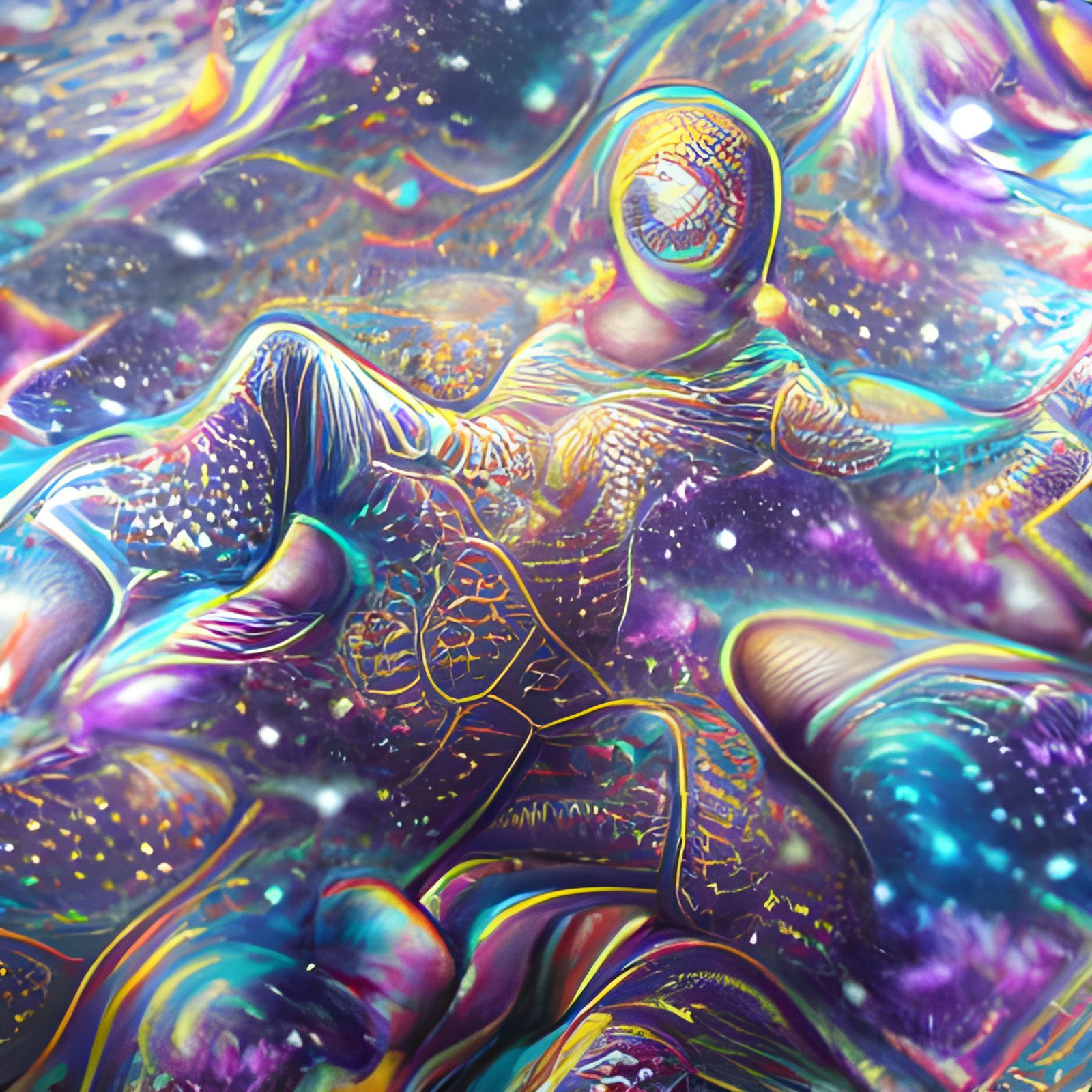 Psychedelic seamless pattern 8k resolution holographic astra...