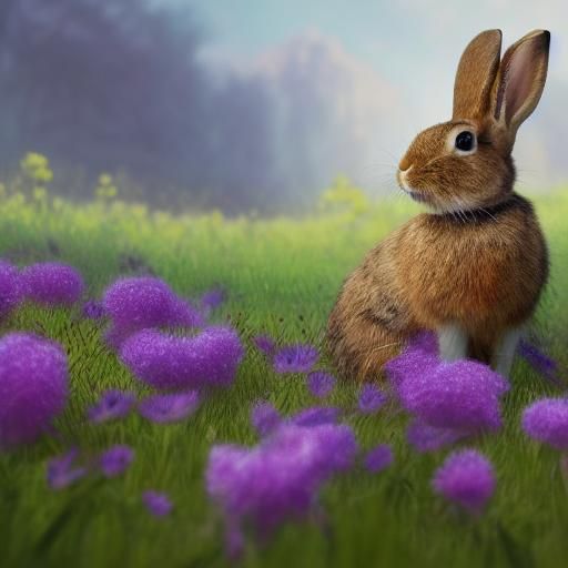 rabbit in a flower meadow