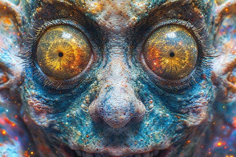 Terrifying evil cosmic entity ghost apparition staring at yo...