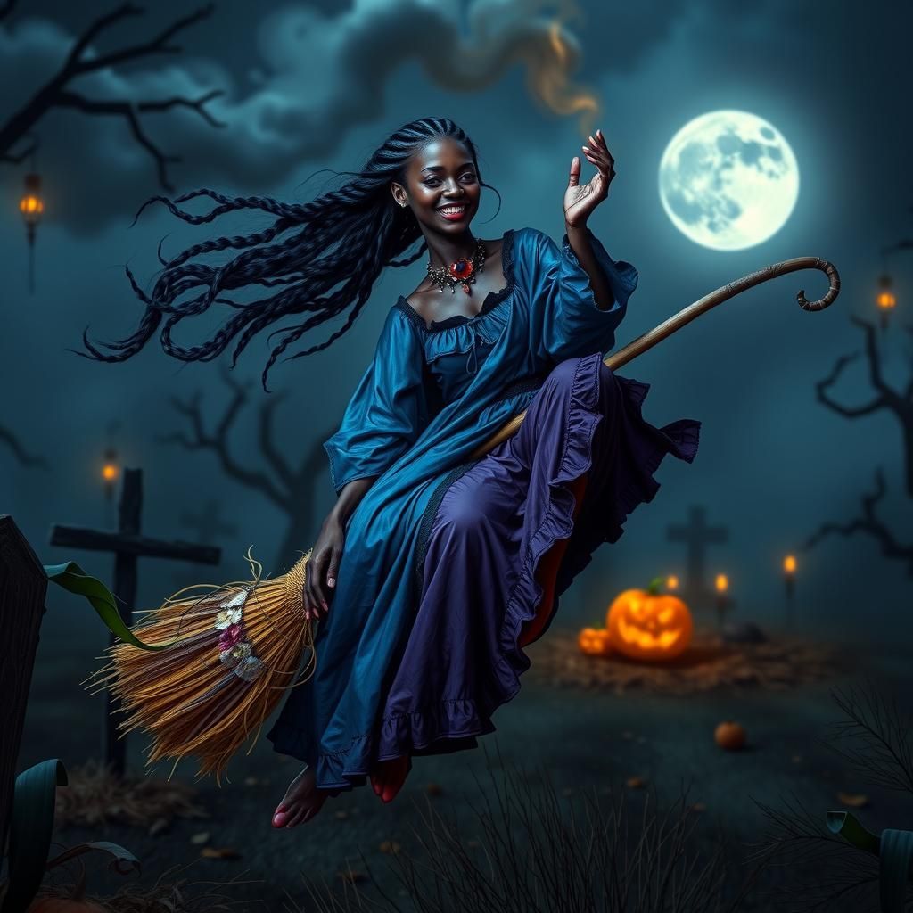 Don't know what she's smiling about . There's a pumpkin on the grave 😝