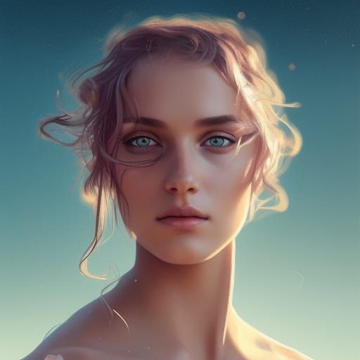 Beautiful starlet, dreamy eyes, in the desert
