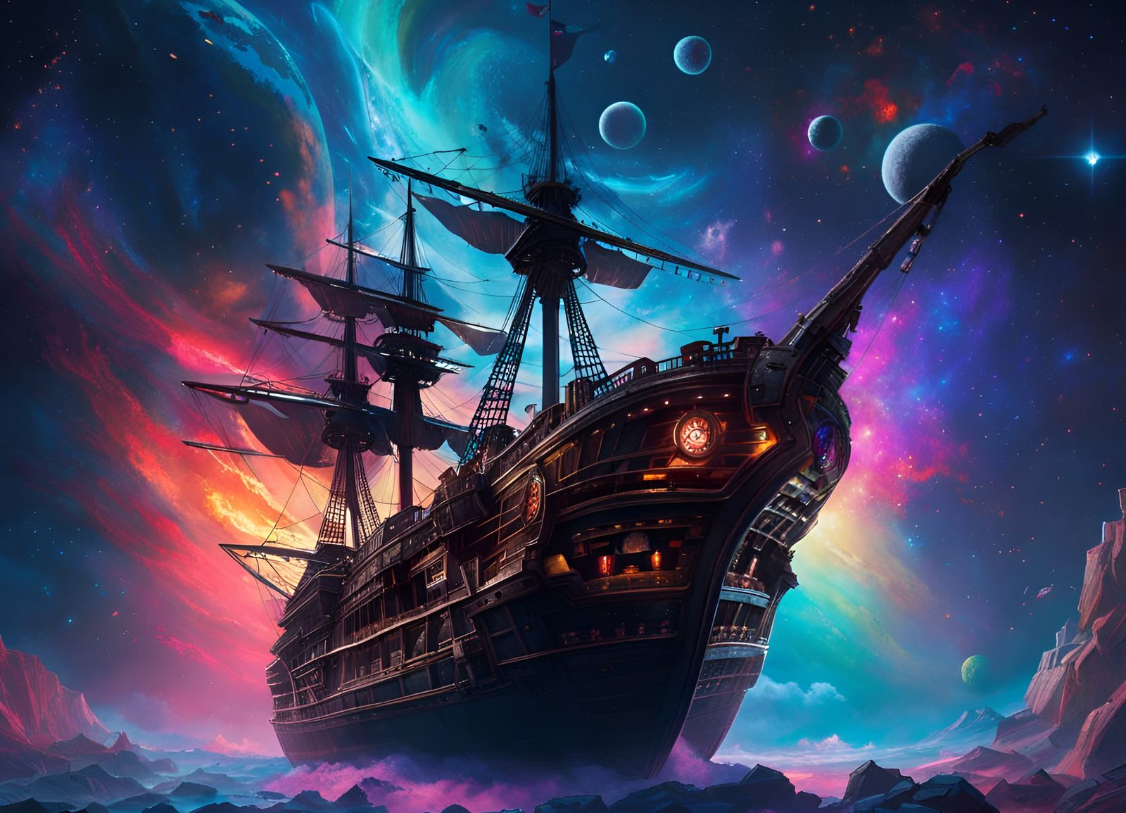 Pirate Spaceship on another planet - AI Generated Artwork - NightCafe ...