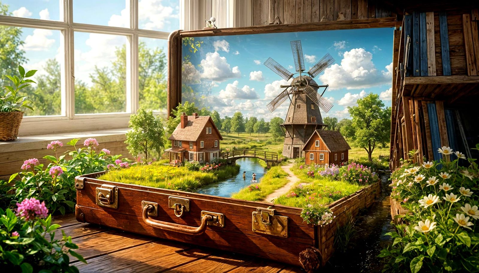 An open suitcase reveals an astonishing miniature world inside  by @Carlos