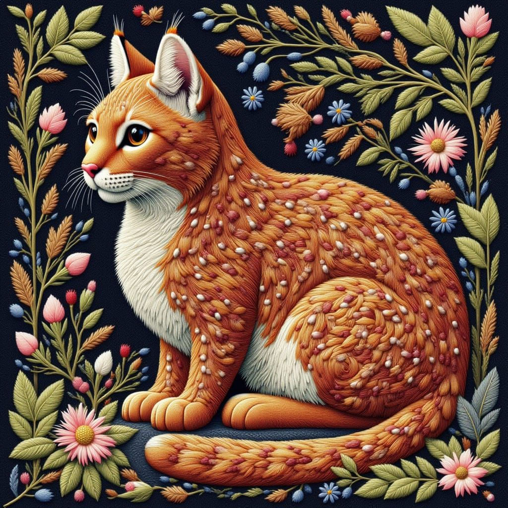 Canadian Lynx Tapestry stitch <lora:Tapestry Touches 2:1.0>