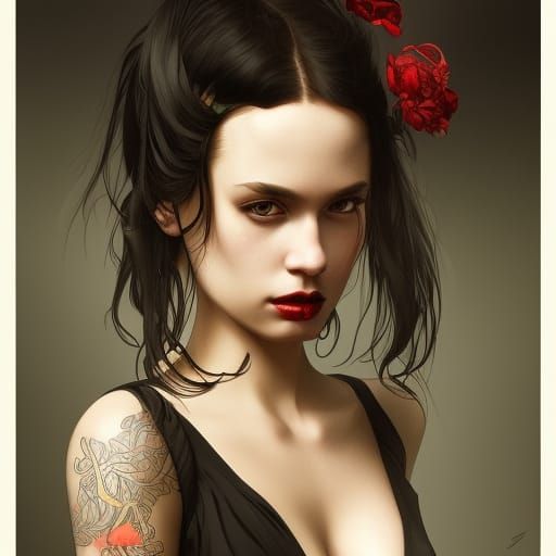 Beautiful girl in a black dress