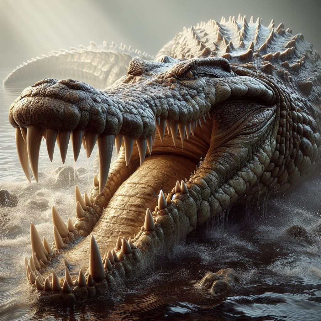 Crocodile emerging from water