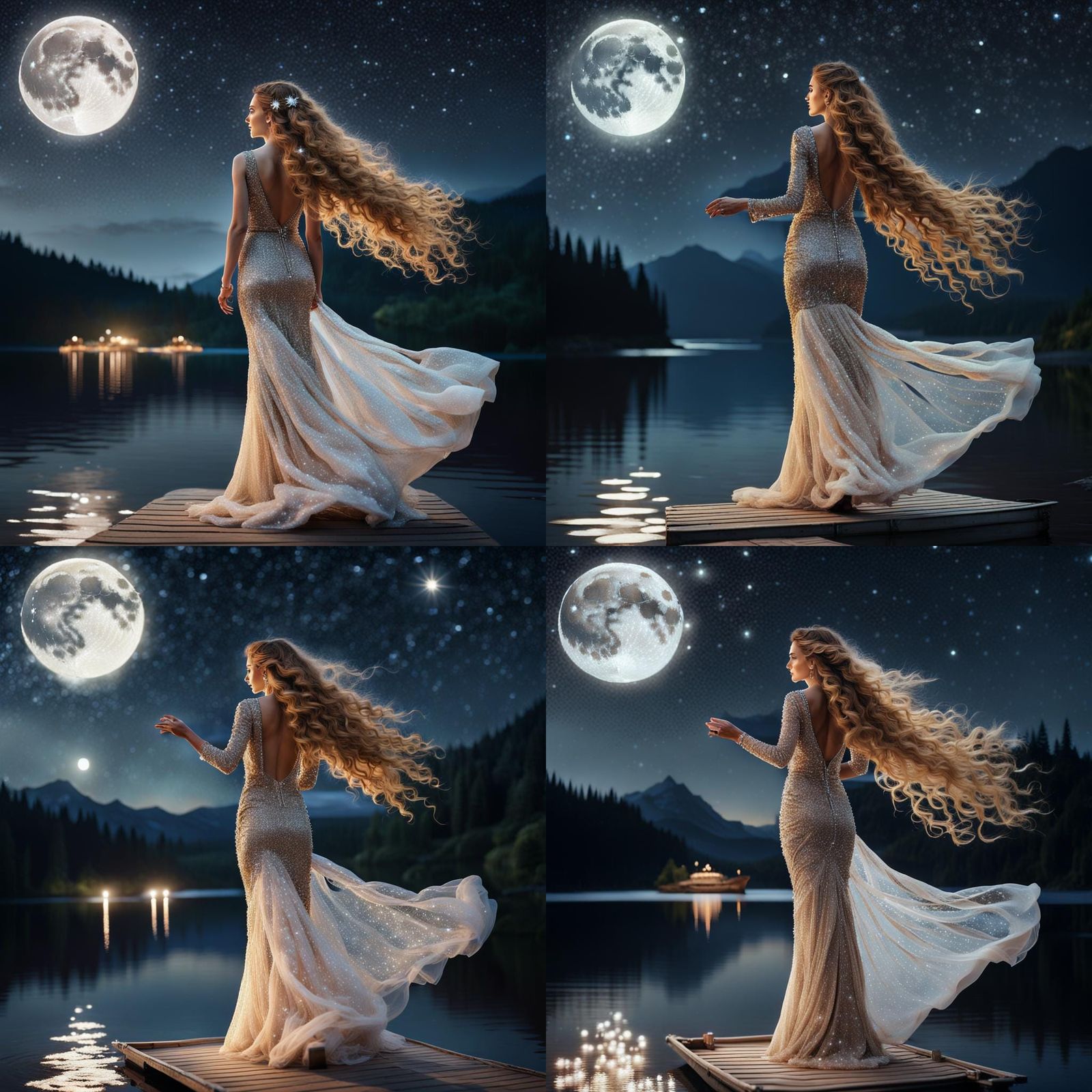 woman very long curly hair light brown dress beautiful white...