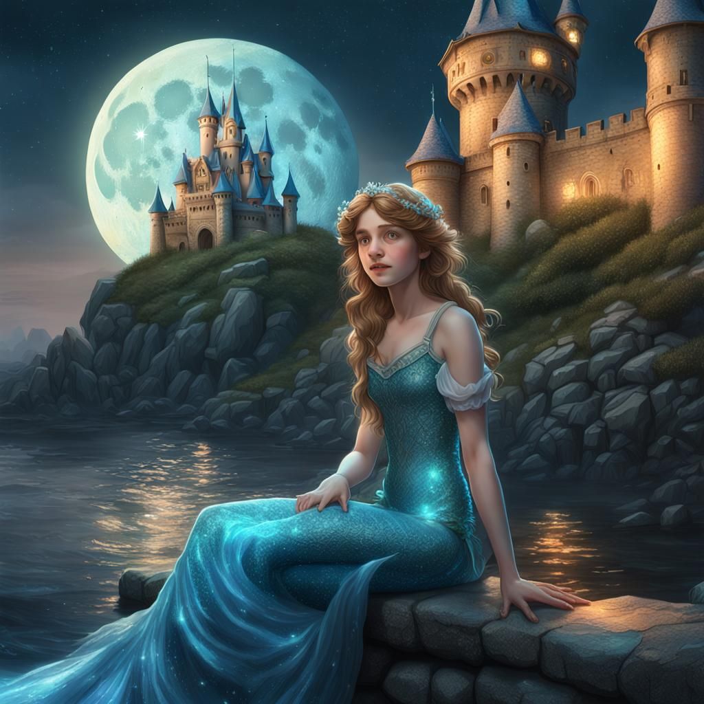 hyperrealistic beautiful wendy darling as a mermaid, backgro...