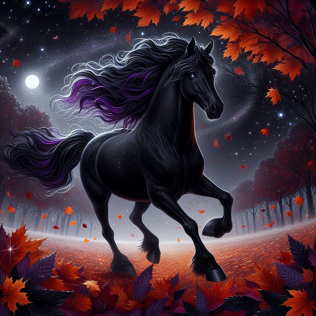 night's dark embrace, A black horse.
