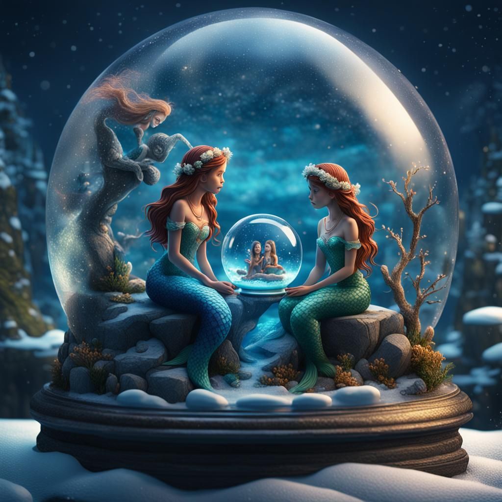 Reflections of Enchantment: The Mermaids' Snow Globe Reverie - AI ...