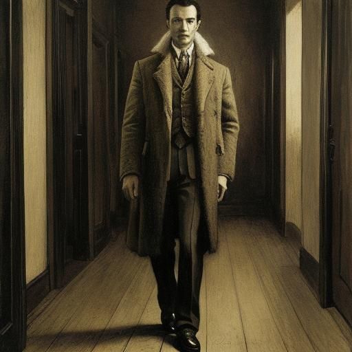 Young man walking down a hallway #2