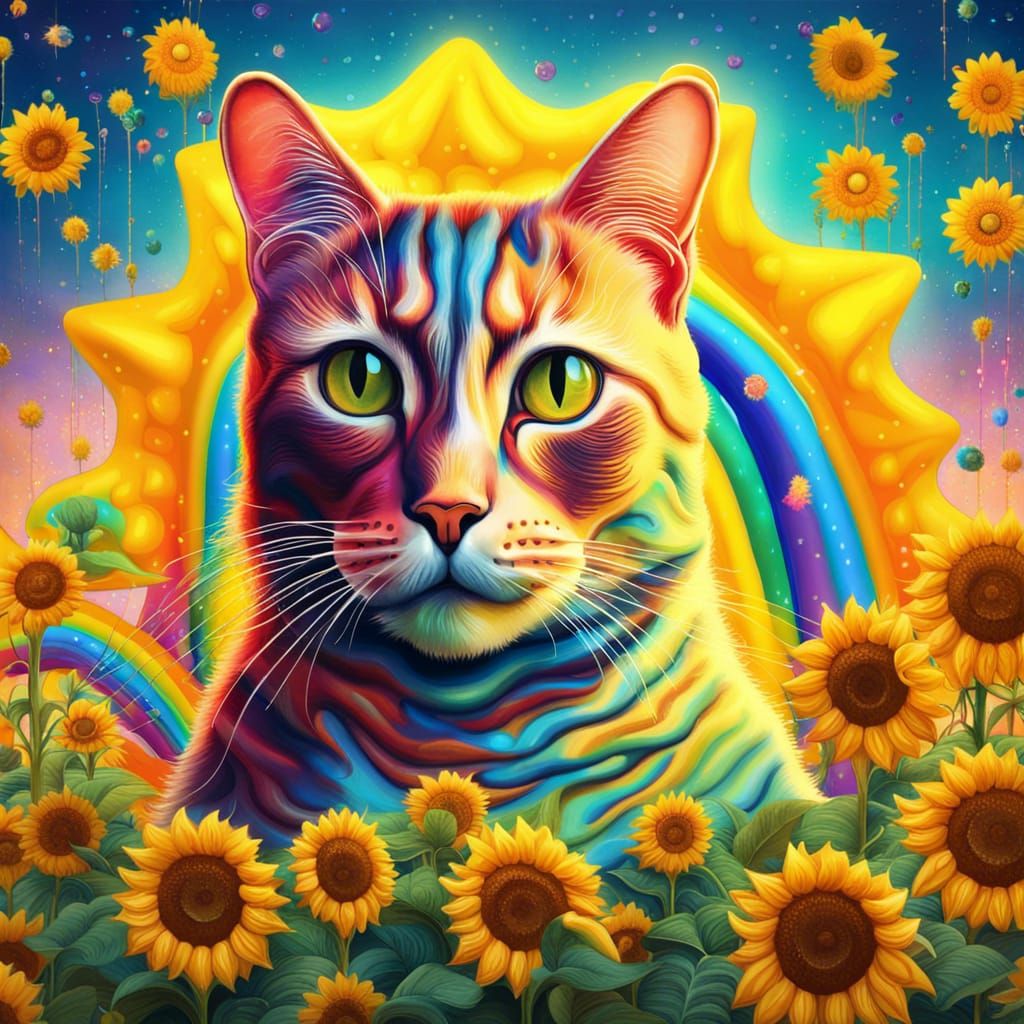 Starry Electric Lighting Cat Sunflowers Rainbow surrealism Salvador ...