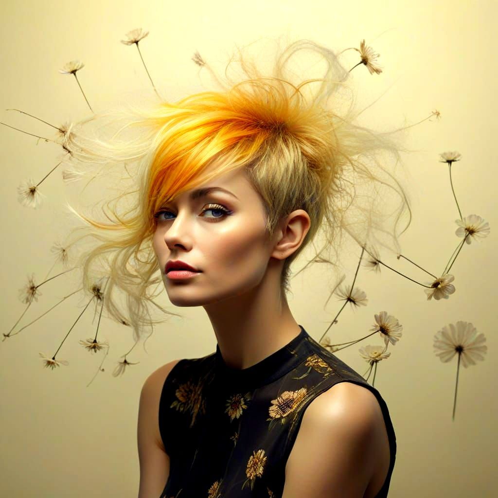 Elegant Lady in Vibrant Surreal Surroundings