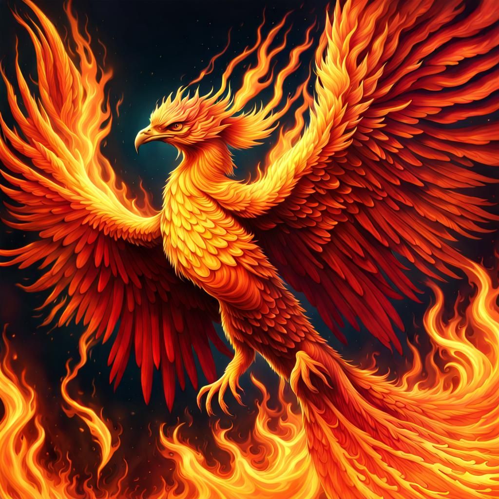 Fiery Phoenix Ascension Subject: A majestic phoenix rising from flames ...