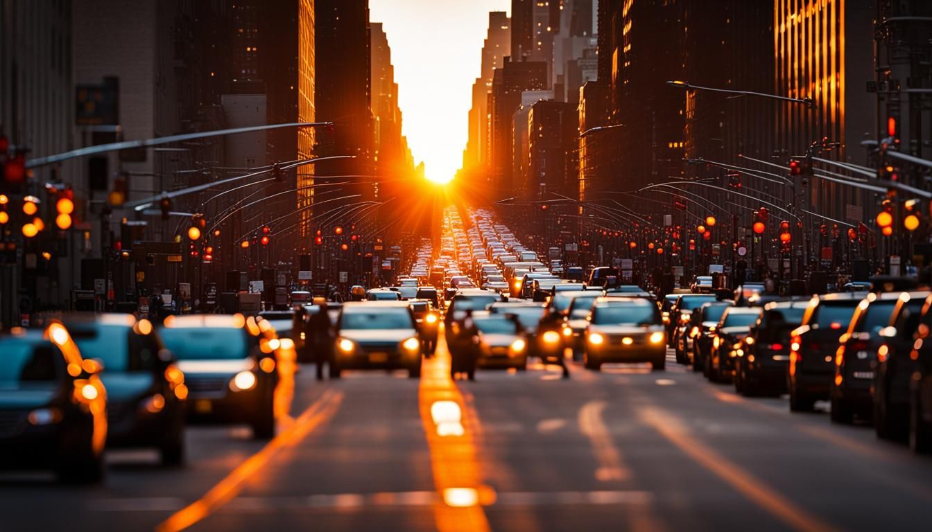 Manhattanhenge from 42nd Street - AI Generated Artwork - NightCafe Creator