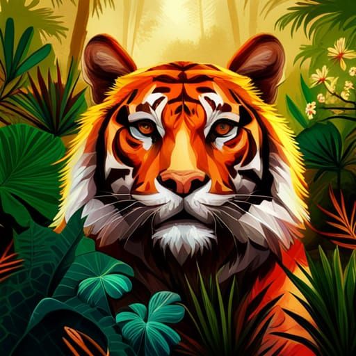 The Jungle's Majestic Tiger - AI Generated Artwork - NightCafe Creator