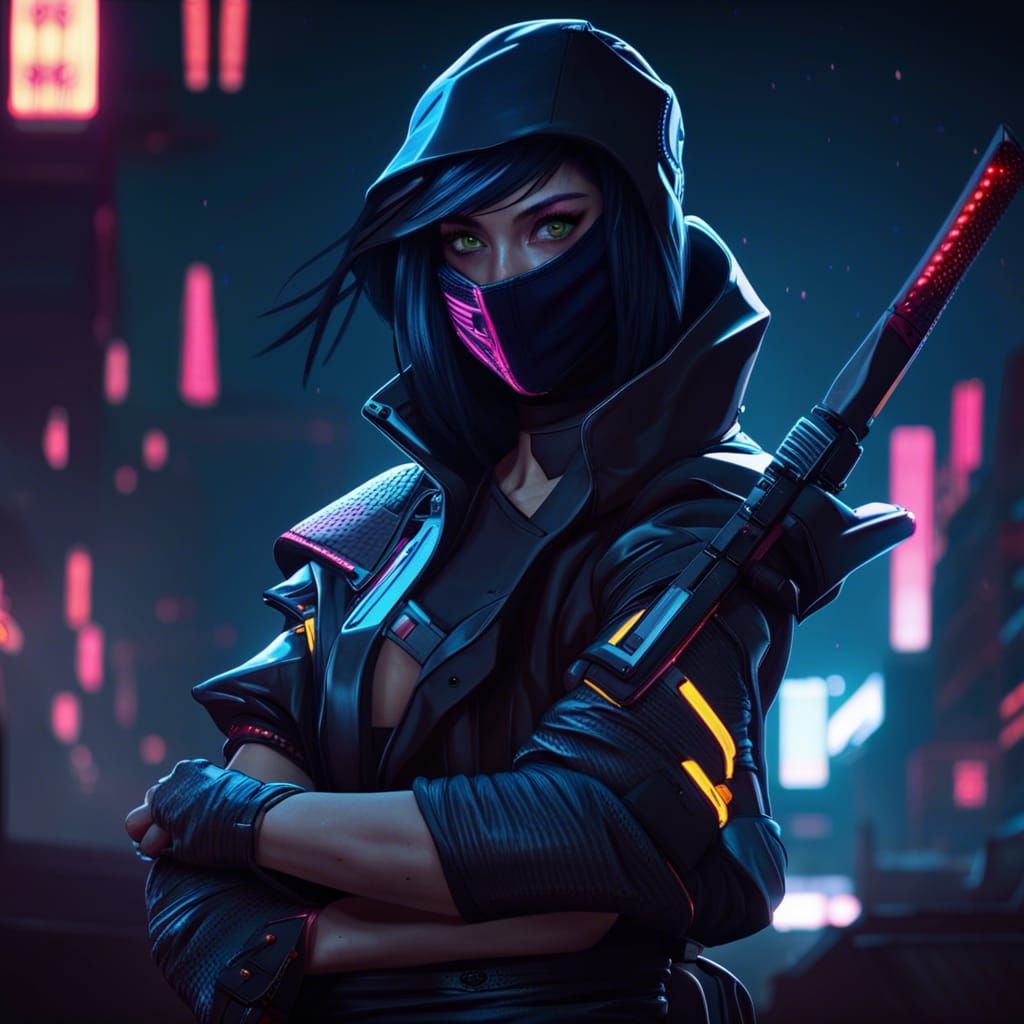 female ninja, beautiful, cinematic, moonlit night - AI Generated ...