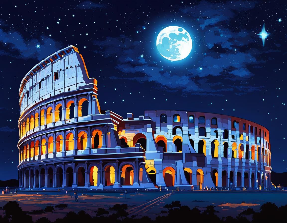 Pixel Roman Colosseum - AI Generated Artwork - NightCafe Creator